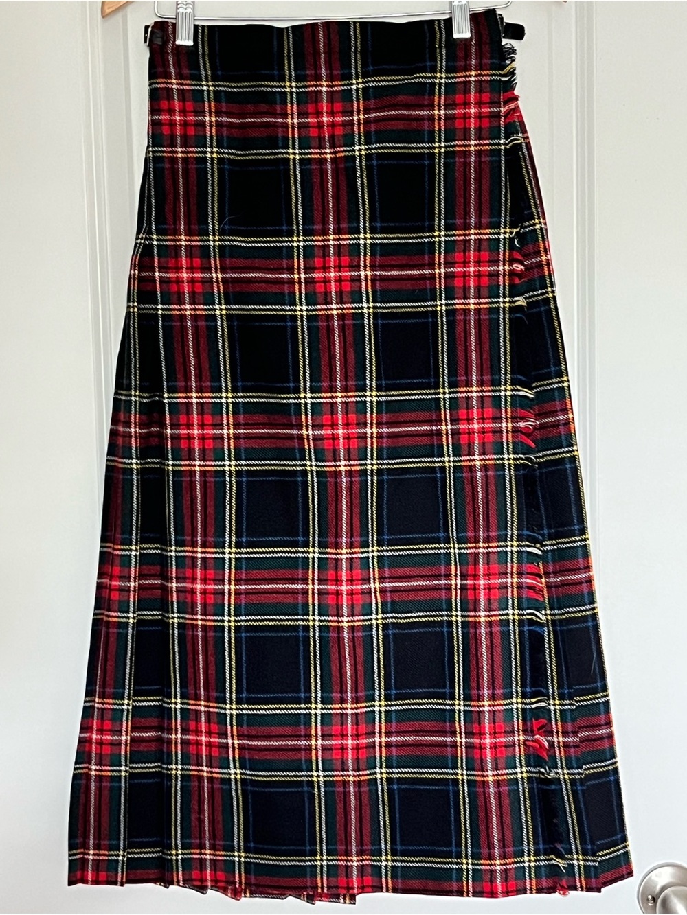 Vtg Womens New Wool Red Tartan Plaid Scottish Wrap Maxi Kilt Skirt 27” Waist NWT